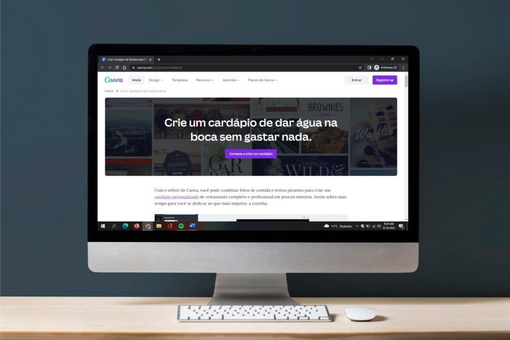 Computador com acesso ao Canva
