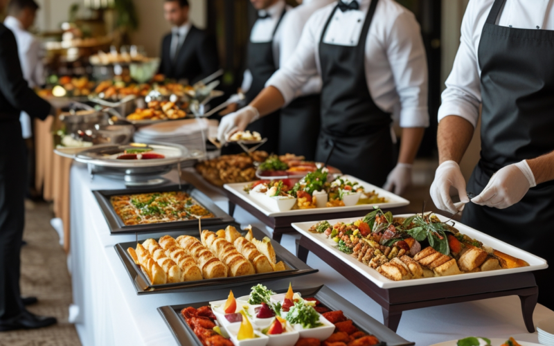 garçons em evento oferecendo o serviço de catering
