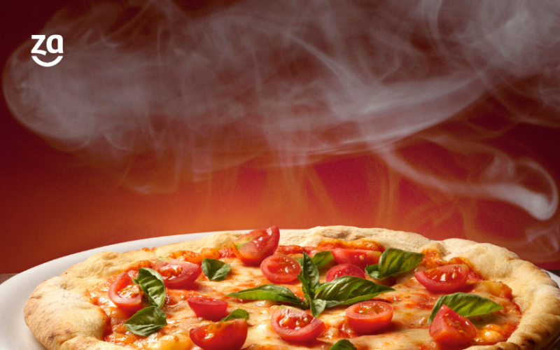 sistema pizzaria capa: pizza em fundo vermelho