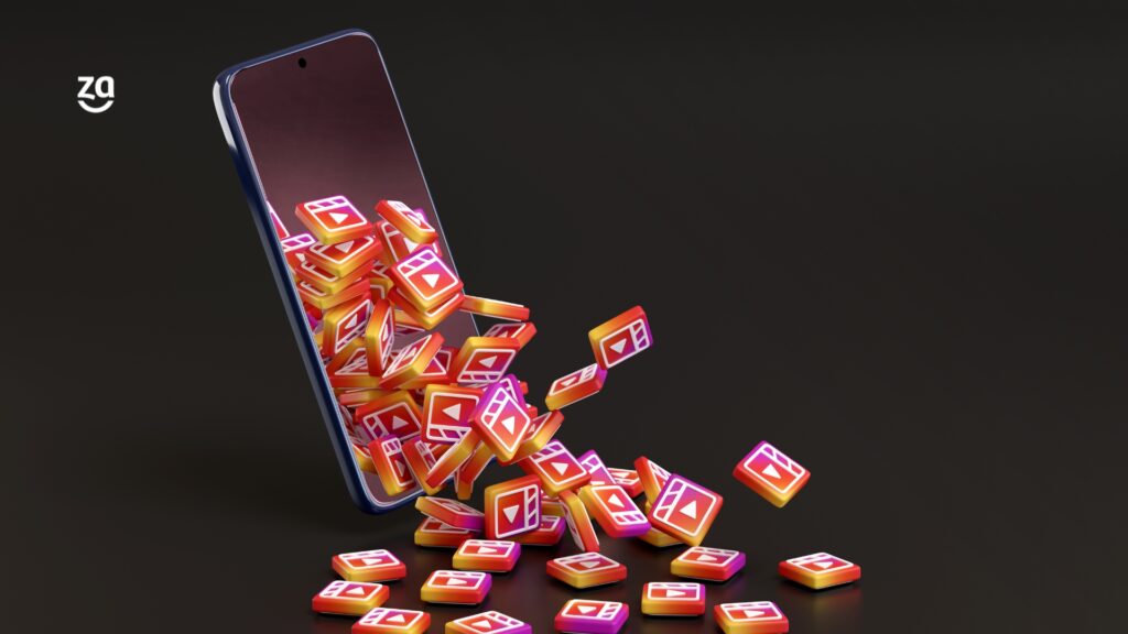 ideias de reels para instagram celular com logo insta saindo