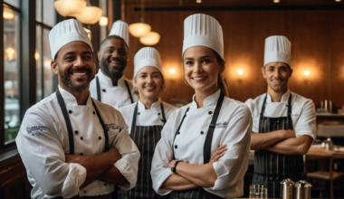 equipe de restaurante unida e deliz