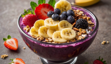 açaí com frutas em uma tijela
