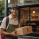 entregador de delivery fazendo entrega