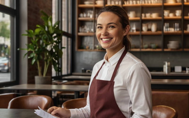 gestora de restaurante acompanhando relatórios