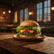hamburguer em uma hamburgueria