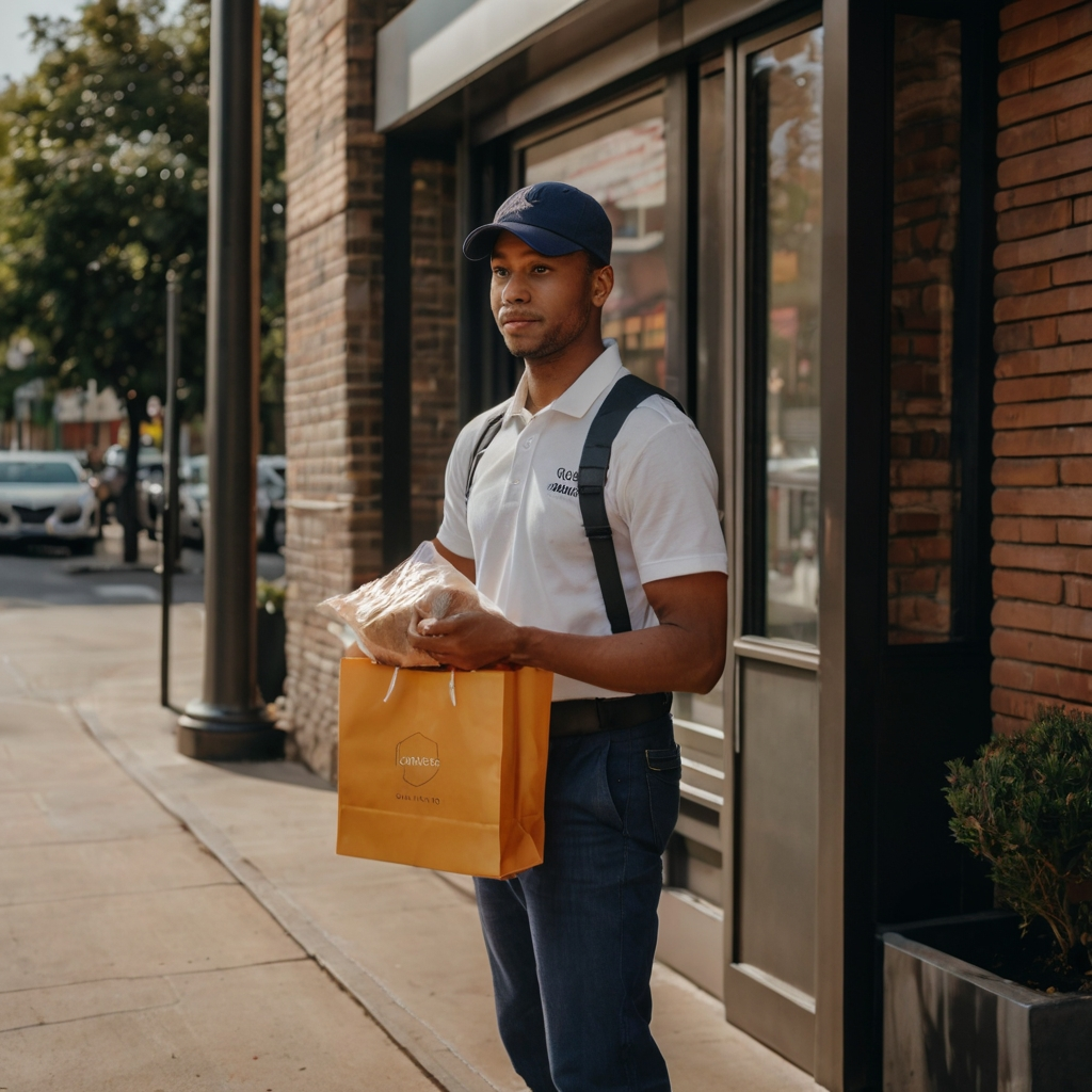entregador delivery com encomendas