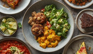 comidas veganas em uma mesa