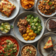 comidas veganas em uma mesa