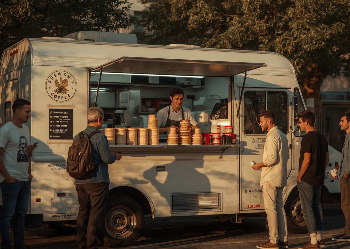 food truck com clientes em volta