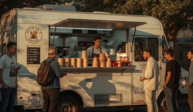 food truck com clientes em volta