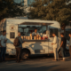 food truck com clientes em volta