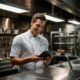 chef de cozinha recebendo pedido por tablet