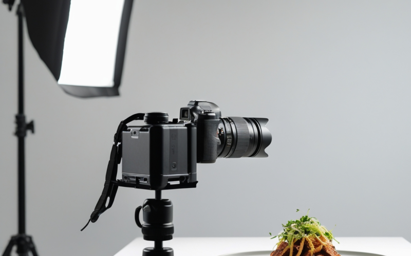 um prato de comida sendo fotografado